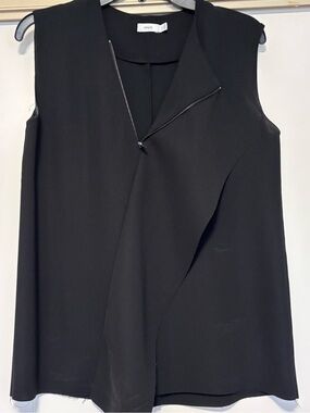 Vince Black Sleeveless Asymmetric Zip-Detail Dress small